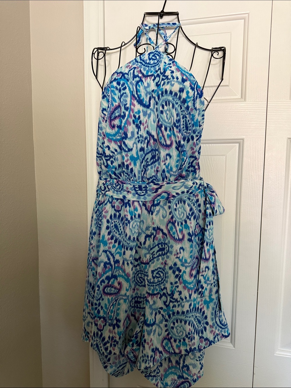 SHEIN Blue Multi Halter Neck Romper